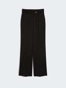 Flared Stretch Woollen Cloth Trousers for Women - Black - Max Mara UAE