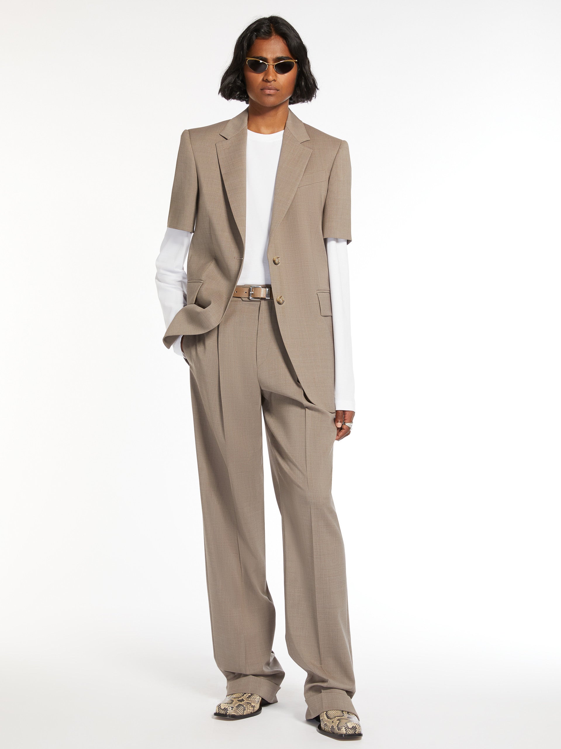 Low-rise stretch wool trousers