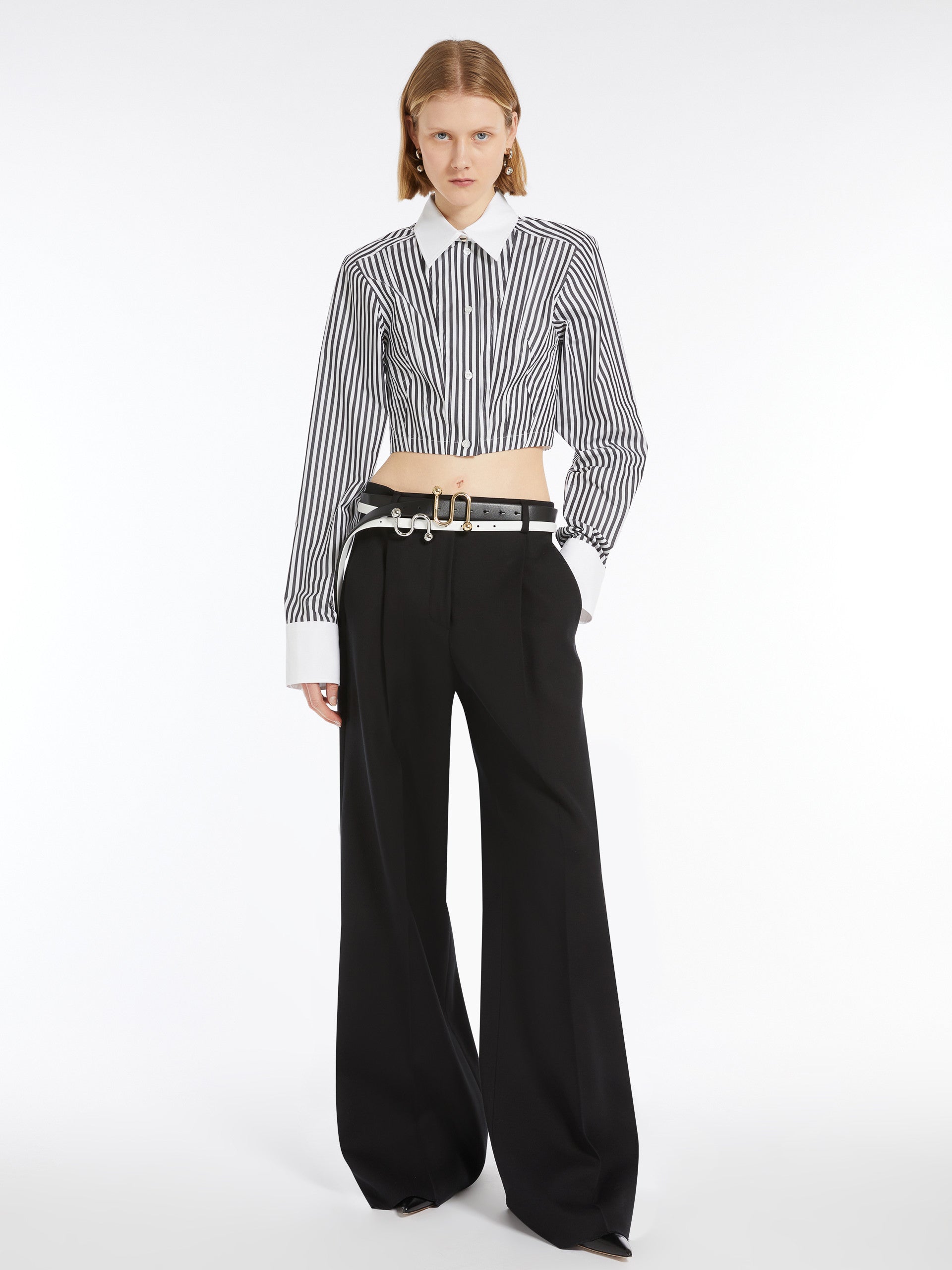 Cotton and viscose palazzo trousers