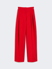 Pleated Stretch Wool Trousers for Women - Red - Max Mara UAE