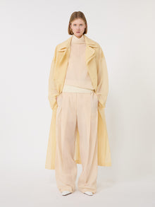 Wide-Fit Trousers In Organza-Feel Cotton Voile for Women - Ecru - Max Mara UAE