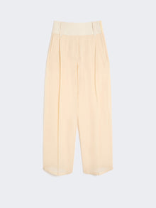 Wide-Fit Trousers In Organza-Feel Cotton Voile for Women - Ecru - Max Mara UAE