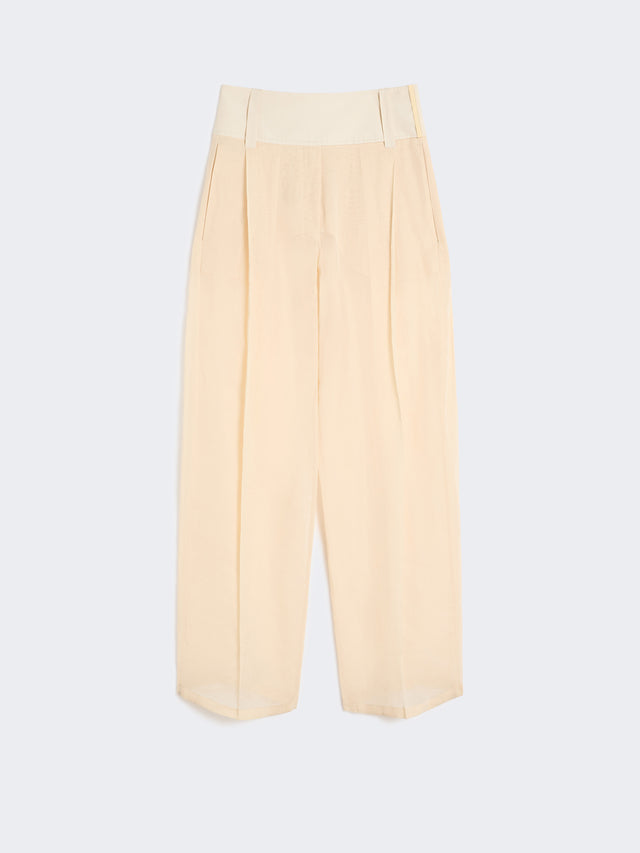 max mara wide-fit trousers in organza-feel cotton voile for women