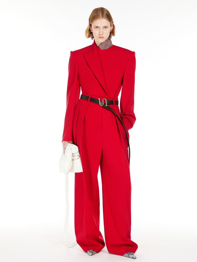 Stretch Wool Boyfriend Trousers for Women - Red - Max Mara UAE