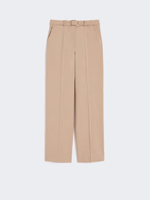 Wide-Fit Stretch Wool Gabardine Trousers for Women - Beige - Max Mara UAE