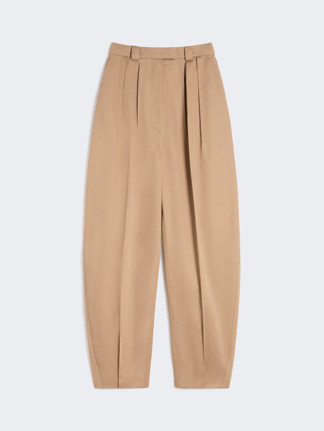 Oversized Gabardine Trousers for Women - Biscuit - Max Mara UAE