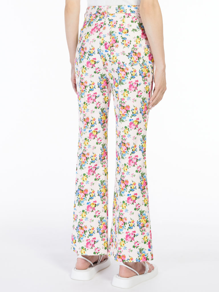 Flared printed cotton trousers