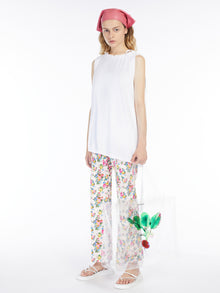 Flared printed cotton trousers