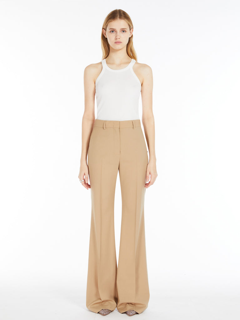 max mara flared stretch wool trousers