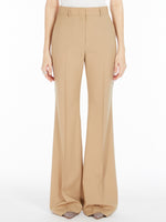 Flared Stretch Wool Trousers for Women - Beige - Max Mara UAE