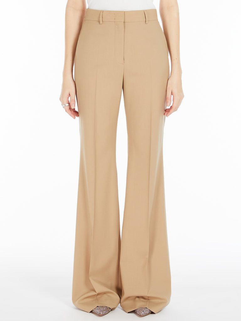 max mara flared stretch wool trousers