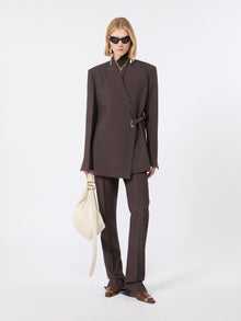 Slim-Fit Stretch Viscose Trousers for Women - Chocolate - Max Mara UAE