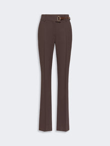 Slim-Fit Stretch Viscose Trousers for Women - Chocolate - Max Mara UAE