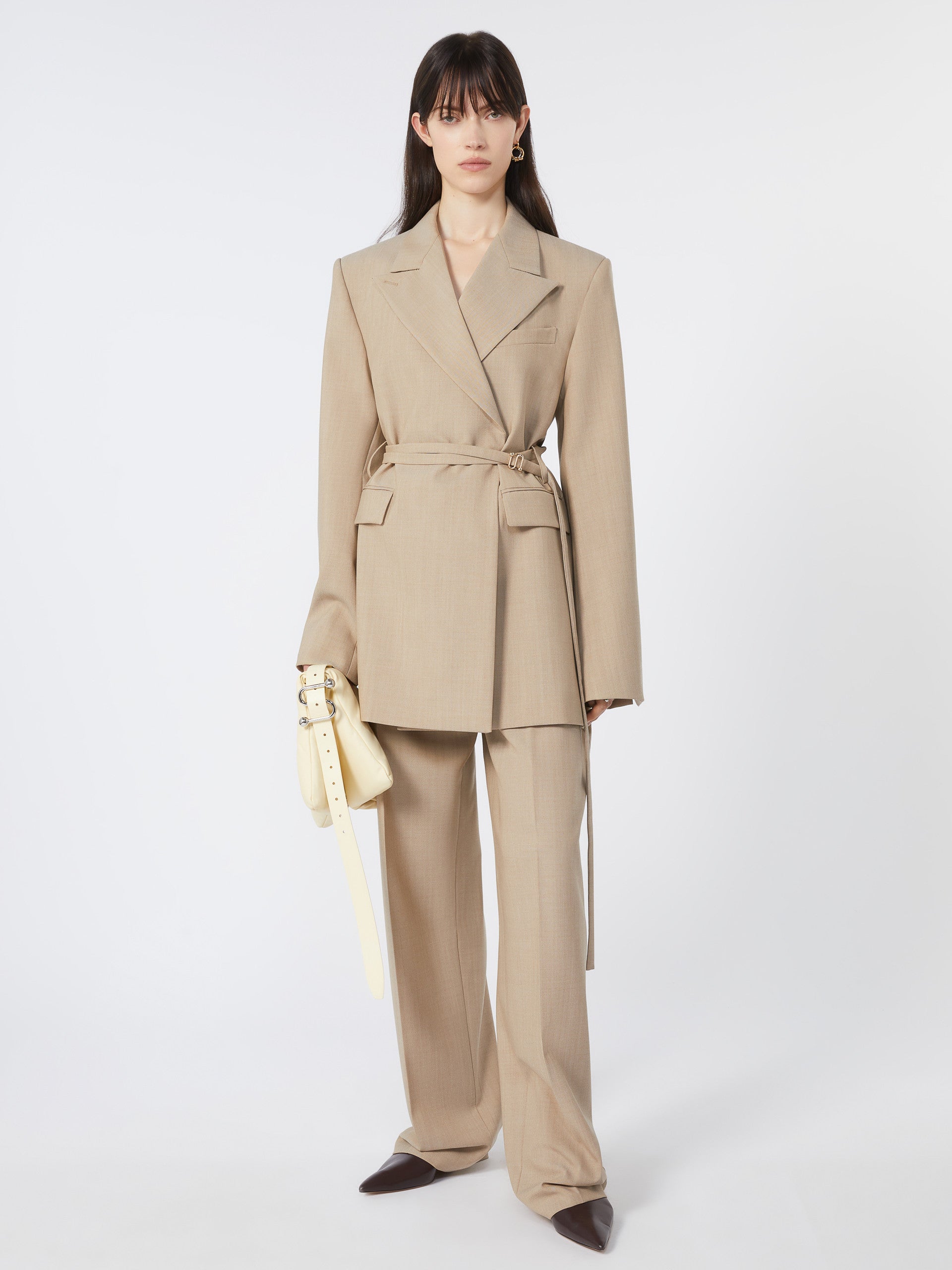 Straight Wool Trousers for Women - Beige Shaded - Max Mara UAE