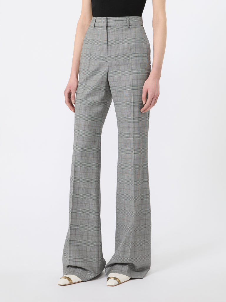 max mara flared glen plaid wool trousers