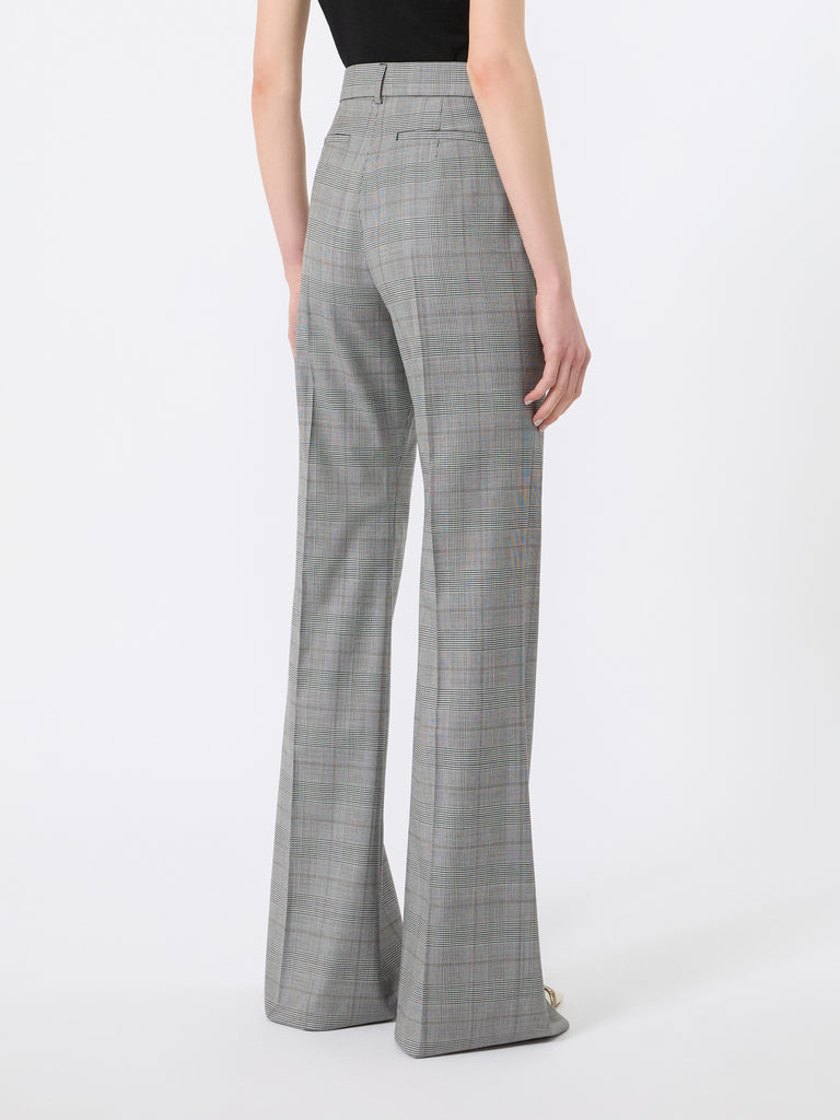 max mara flared glen plaid wool trousers