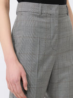Flared Glen Plaid Wool Trousers for Women - White Black - Max Mara UAE