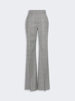 Flared Glen Plaid Wool Trousers for Women - White Black - Max Mara UAE