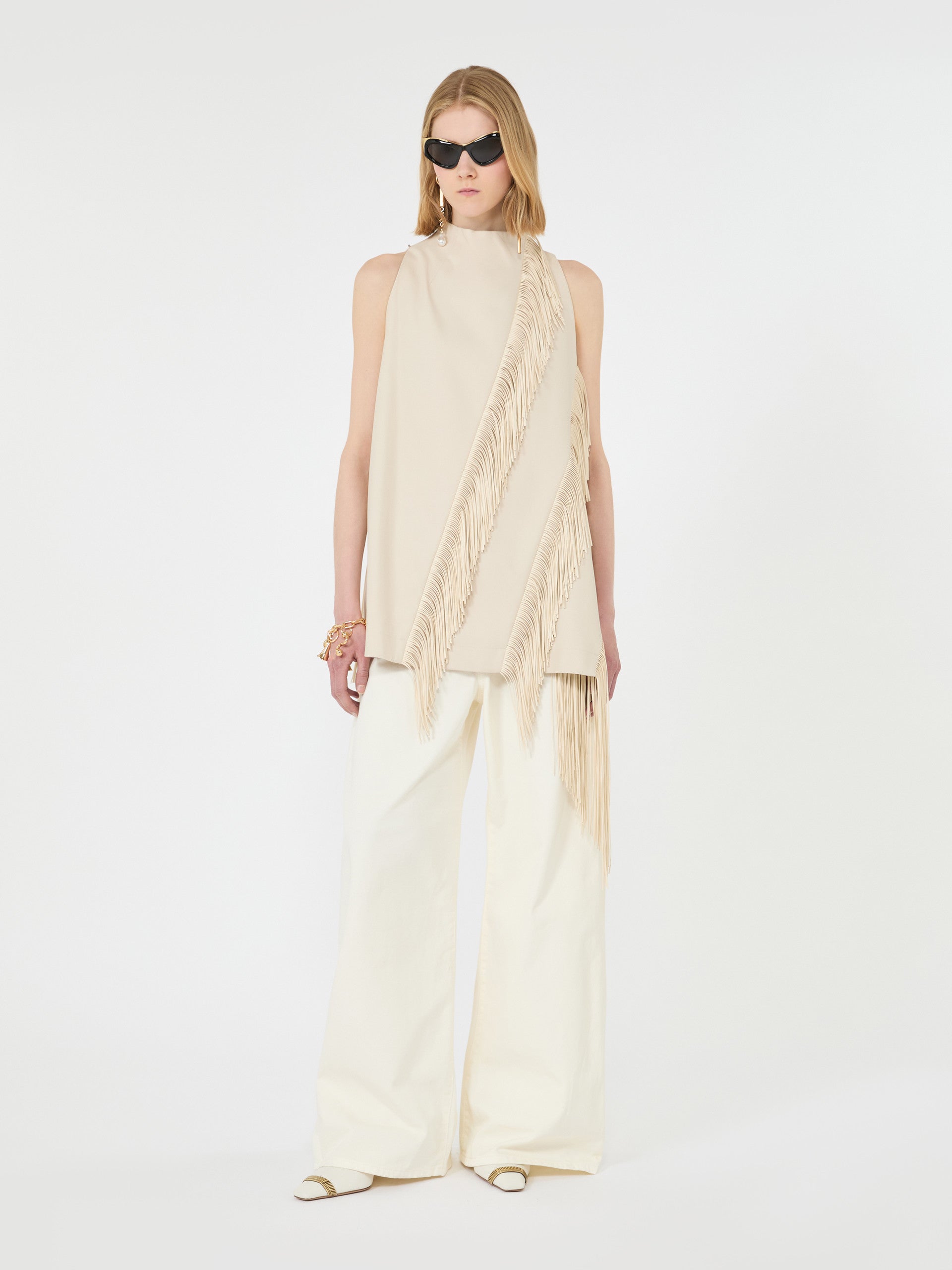 max mara fringed cotton top for women