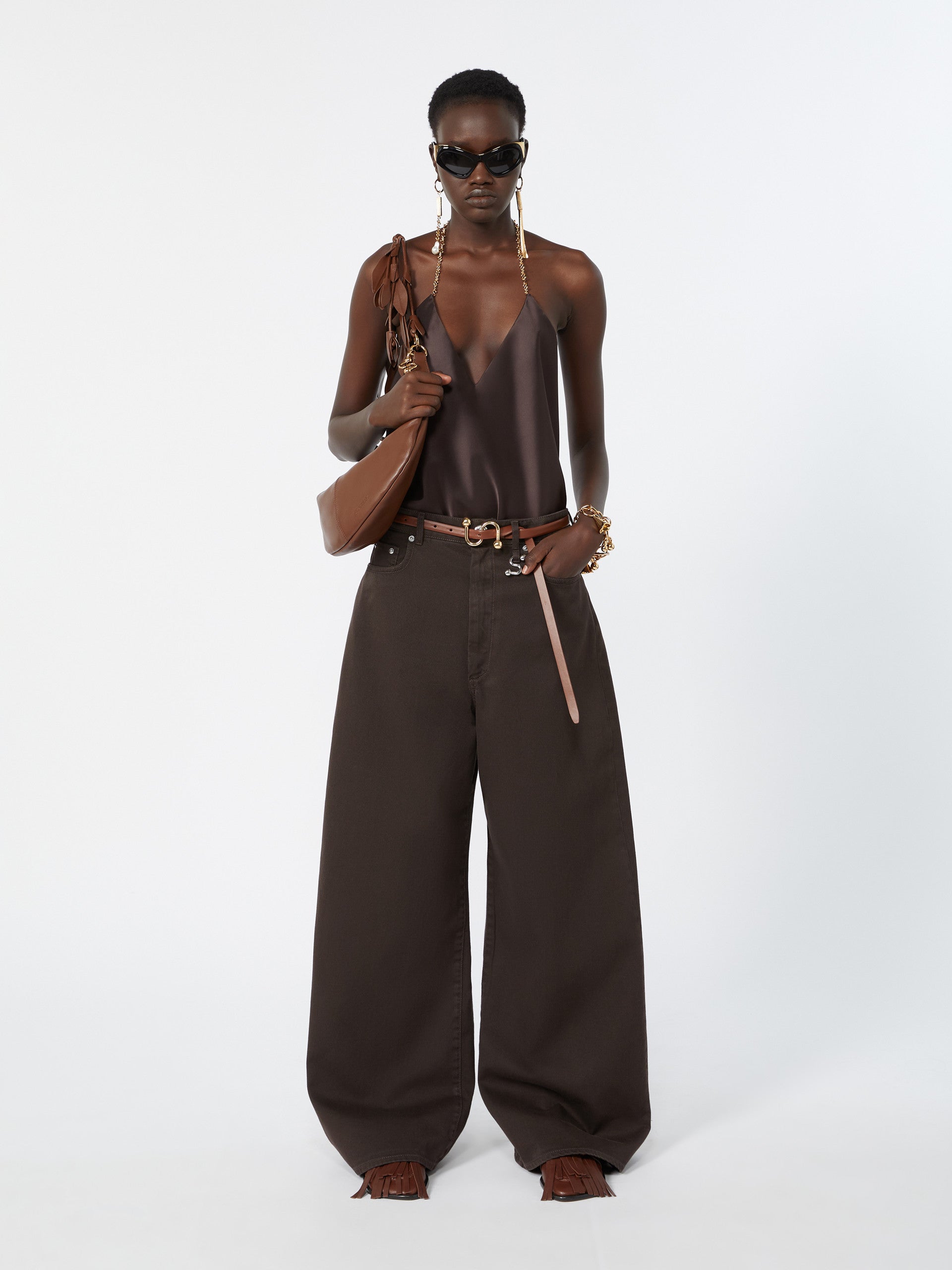max mara straight-fit shiny satin top for women