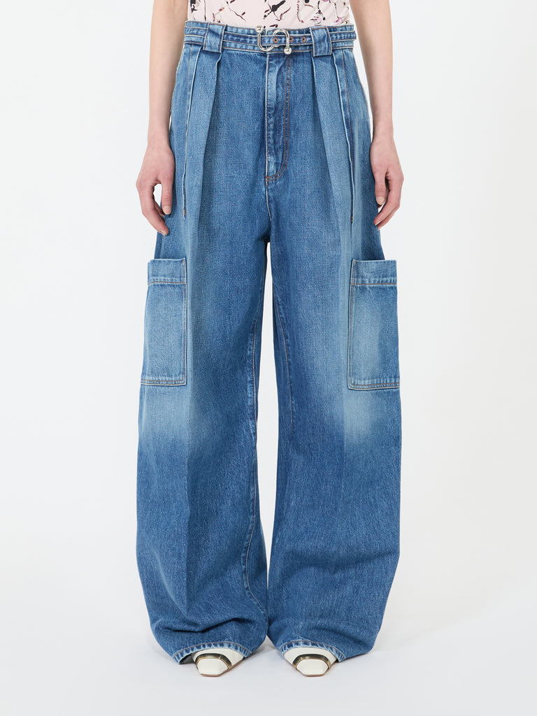max mara oversized denim cargo trousers