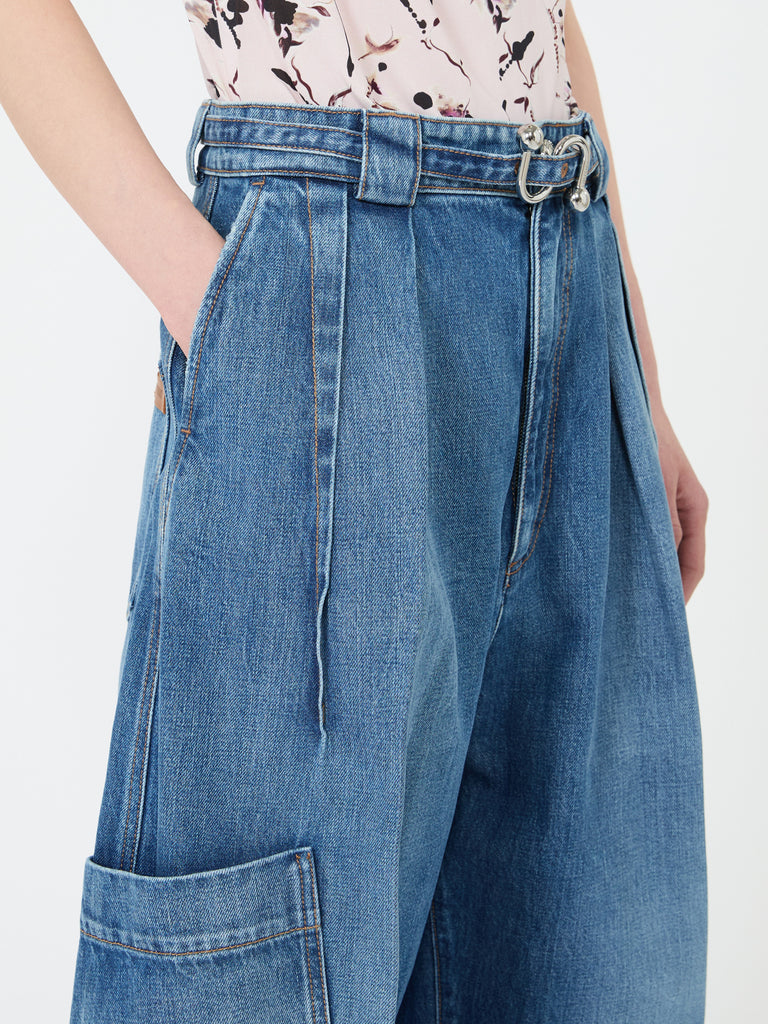 max mara oversized denim cargo trousers