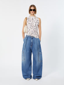 Oversized Denim Cargo Trousers for Women - Midnightblue - Max Mara UAE