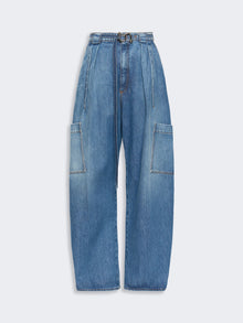 Oversized Denim Cargo Trousers for Women - Midnightblue - Max Mara UAE