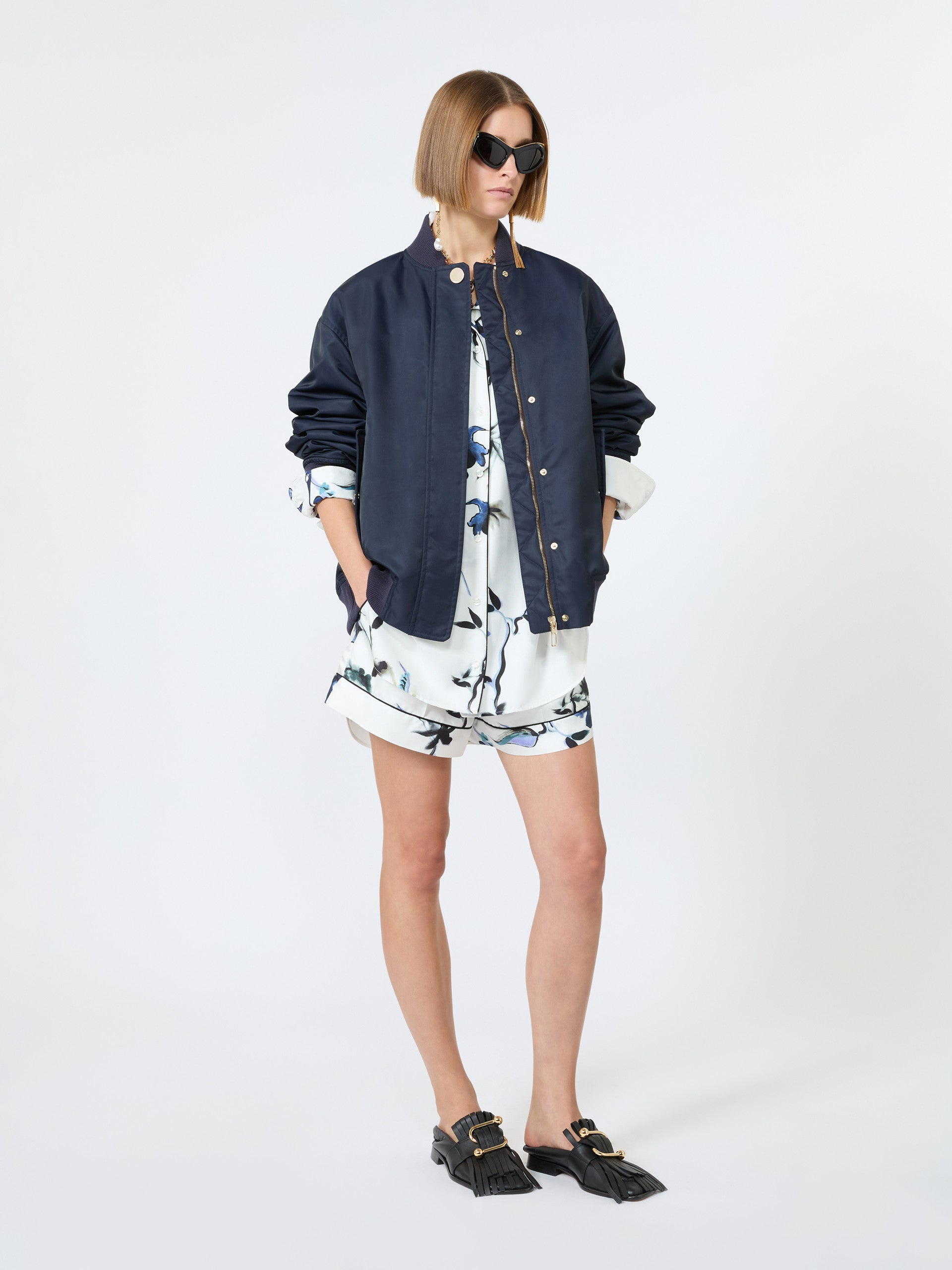 max mara long printed silk shirt for women