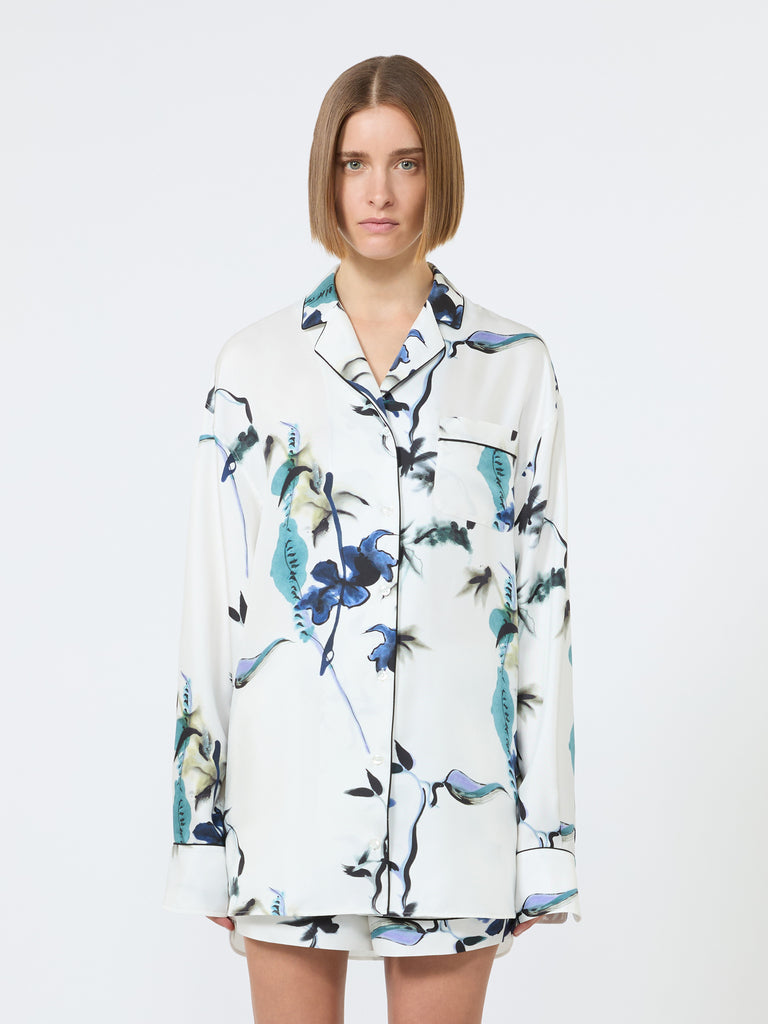 max mara long printed silk shirt
