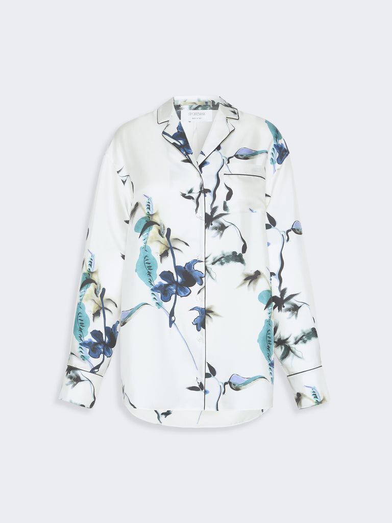 max mara long printed silk shirt