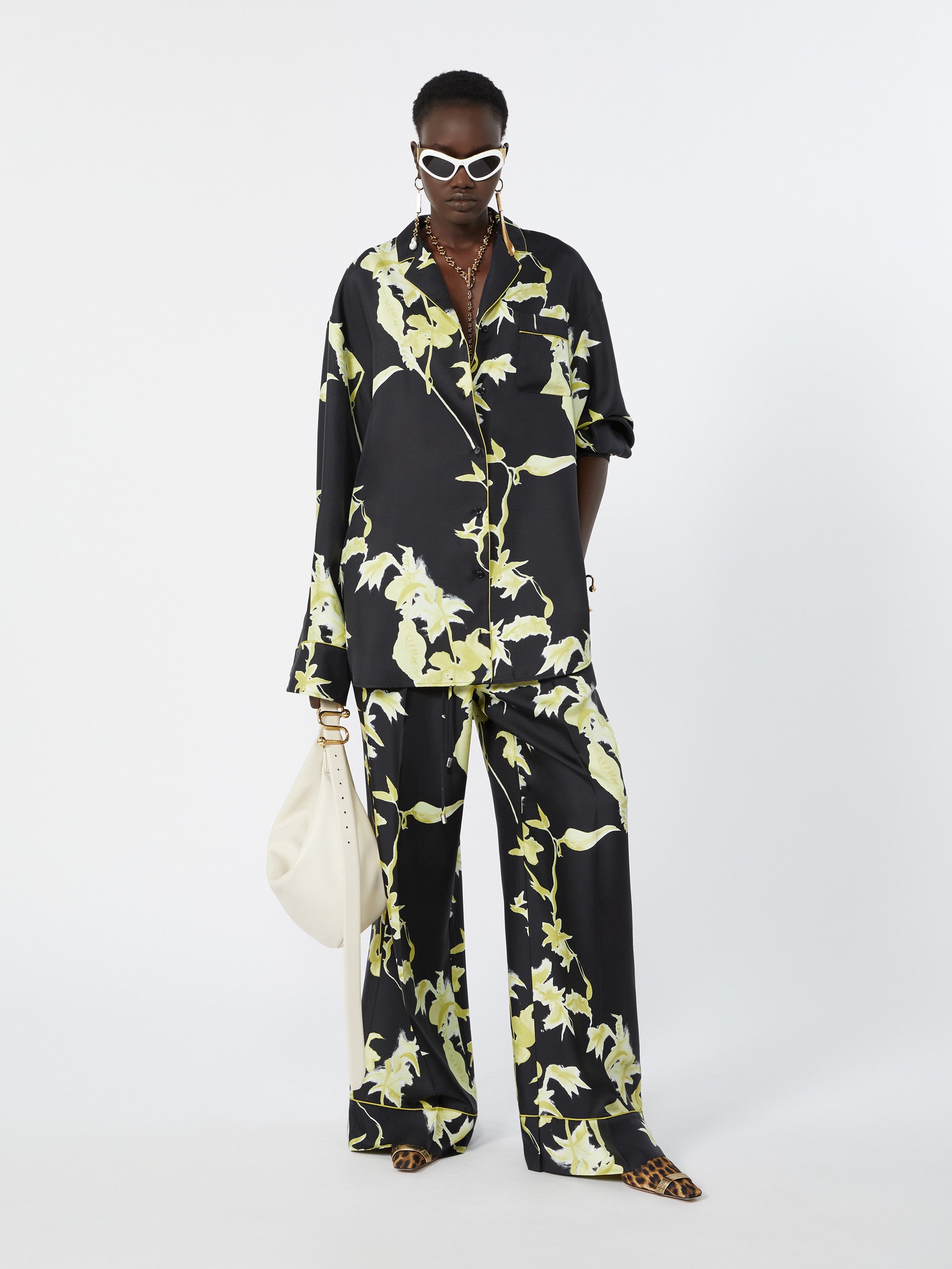 max mara long printed silk shirt for women