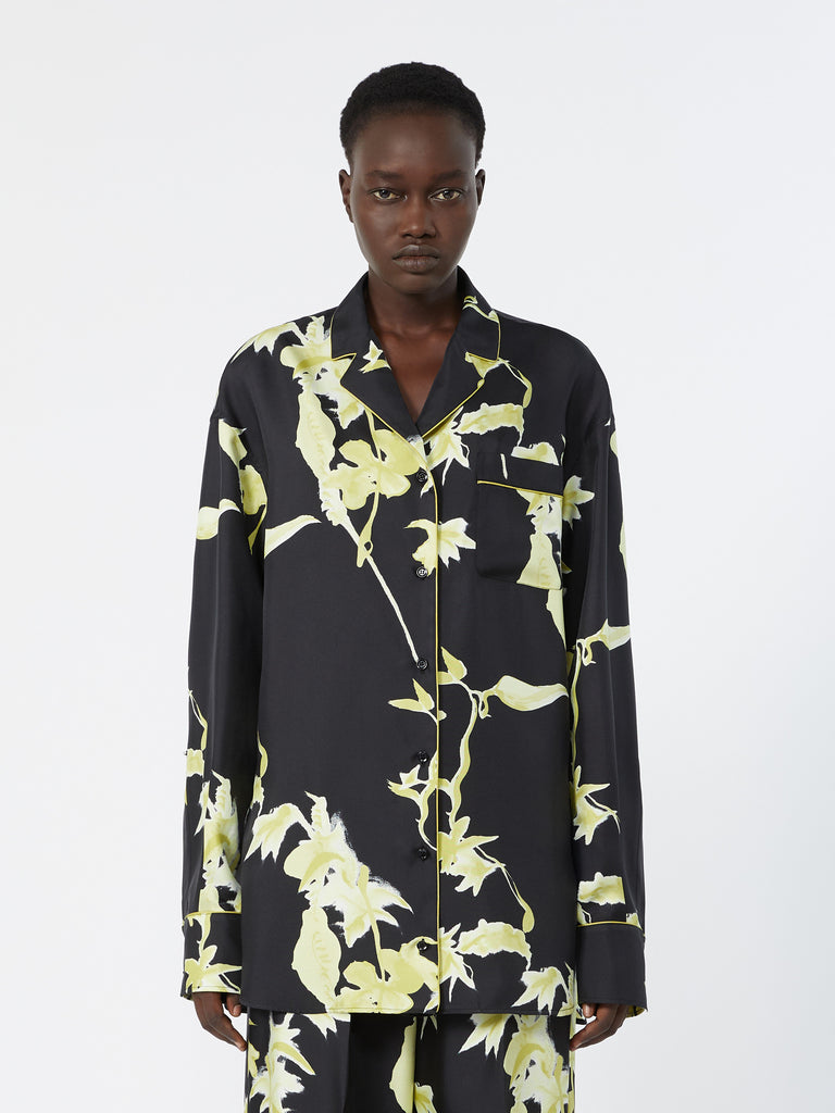 max mara long printed silk shirt