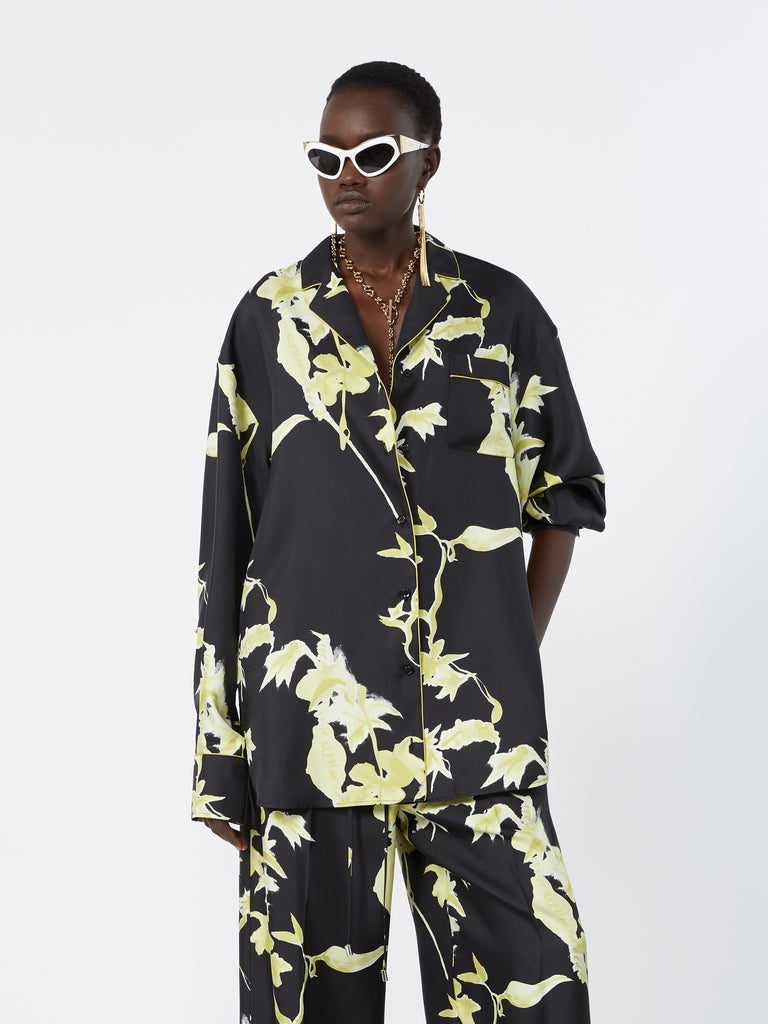 max mara long printed silk shirt