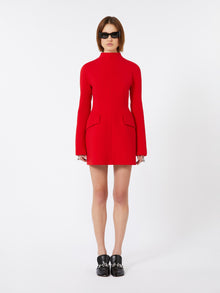 Short, Contoured Gabardine Dress for Women - Red - Max Mara UAE