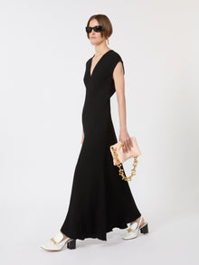 Long Dress With V-Neck In Canneté for Women - Black - Max Mara UAE
