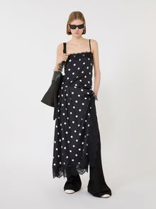 Lace-Detail Long Dress for Women - Black - Max Mara UAE
