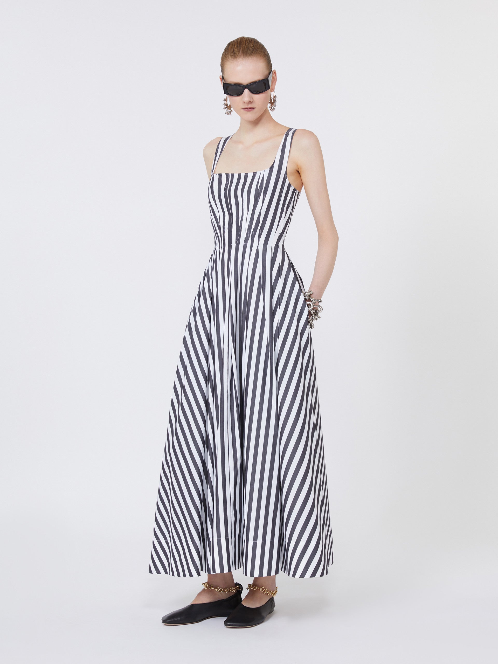max mara long cotton poplin dress for women