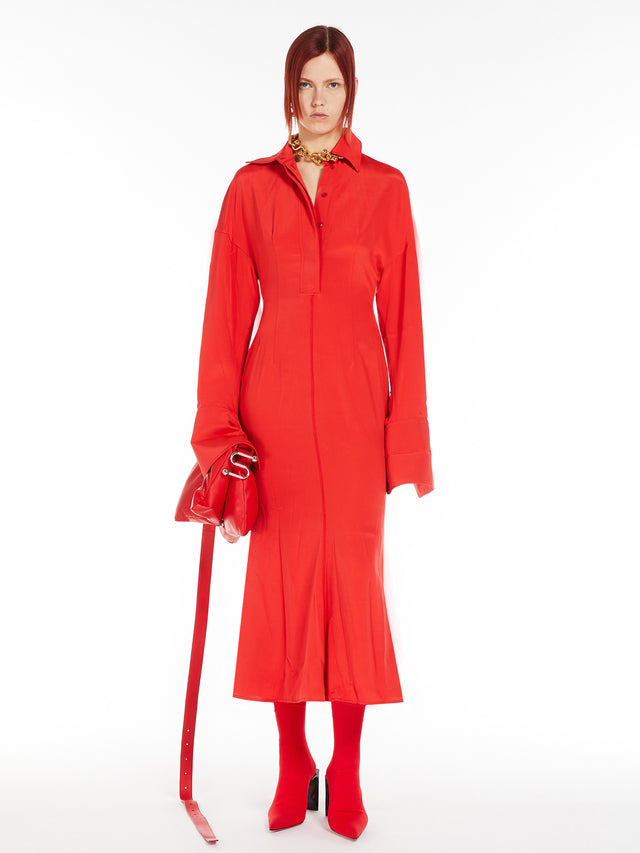 Long Mermaid Shirt Dress for Women - Red - Max Mara UAE