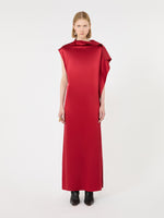 max mara long silk dress with ruffle detail for women