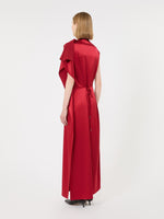max mara long silk dress with ruffle detail for women