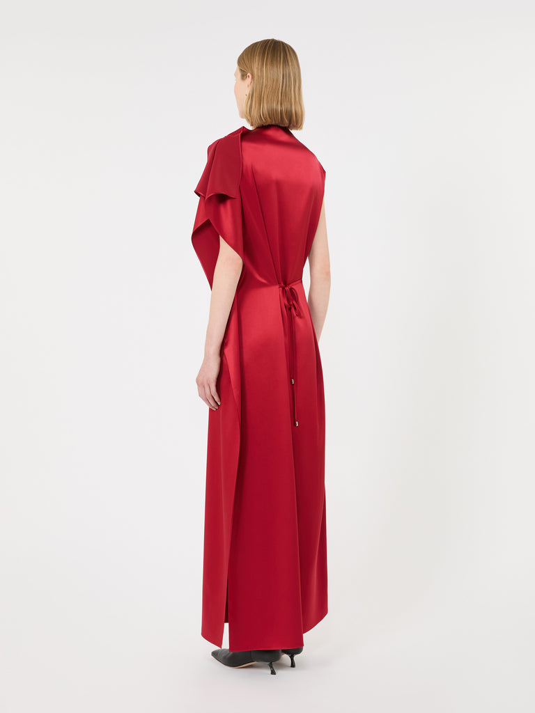 max mara long silk dress with ruffle detail