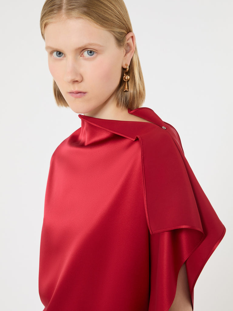 max mara long silk dress with ruffle detail