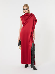 Long Silk Dress With Ruffle Detail for Women - Ruby - Max Mara UAE