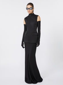 Long Bi-Material Dress for Women - Black - Max Mara UAE