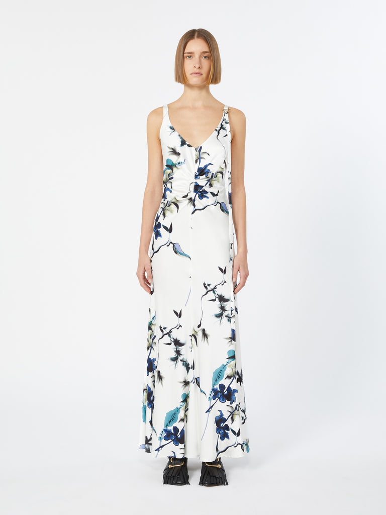 max mara slim-fit long satin dress