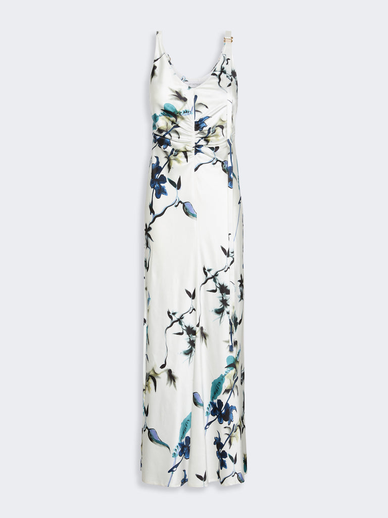 max mara slim-fit long satin dress