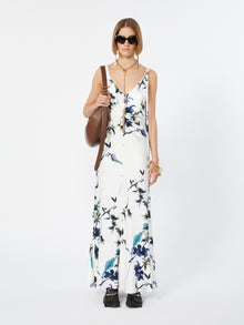 Slim-Fit Long Satin Dress for Women - White - Max Mara UAE