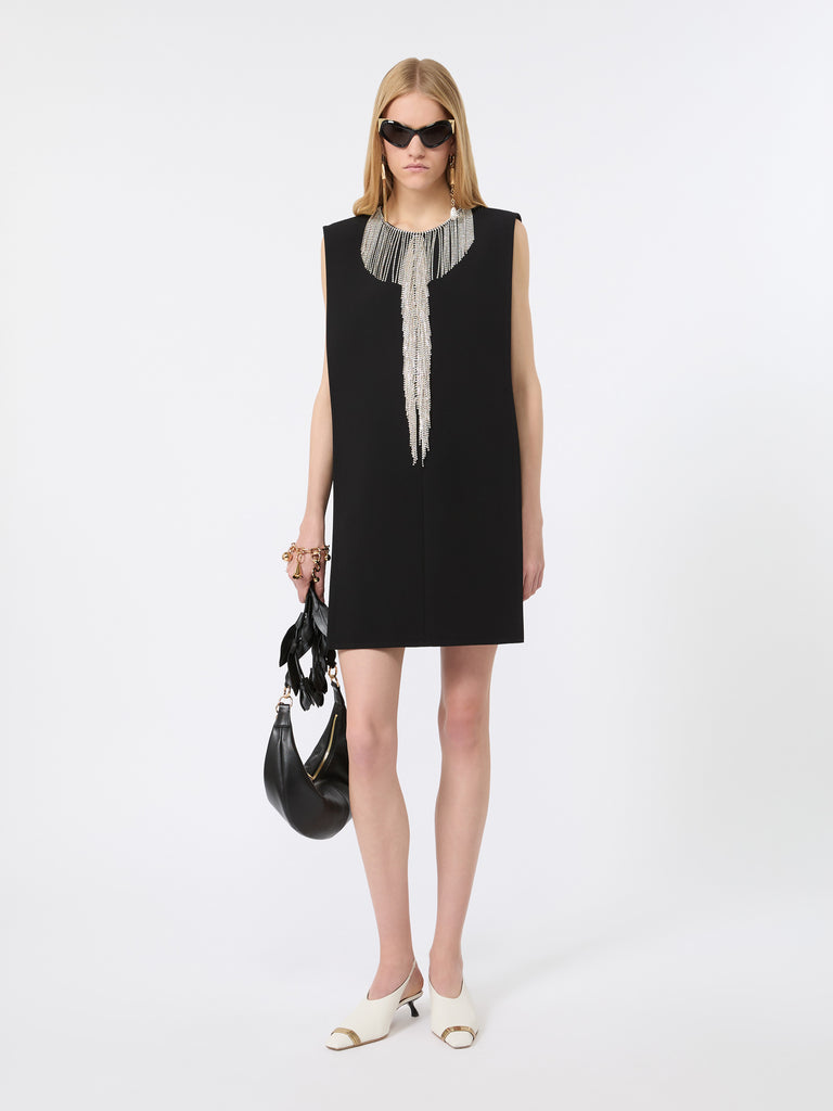 max mara rhinestone-adorned sleeveless cady mini dress