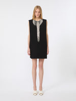 Rhinestone-Adorned Sleeveless Cady Mini Dress for Women - Black - Max Mara UAE